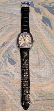 Men’s Stauer Automatic Rectangle Stainless Steel W/Leather Strap STQ01SK-L